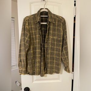Urban Outfitters BDG flannel, size M, washed green and yellow